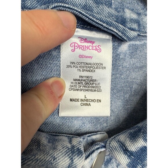 Disney Princess Girls Large Jean Jacket The Little Mermaid Ariel Denim Button Up - Picture 7 of 11